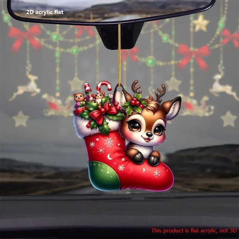 Themed Christmas Reindeer Socks Pattern Acrylic Pendant For Holiday Decoration