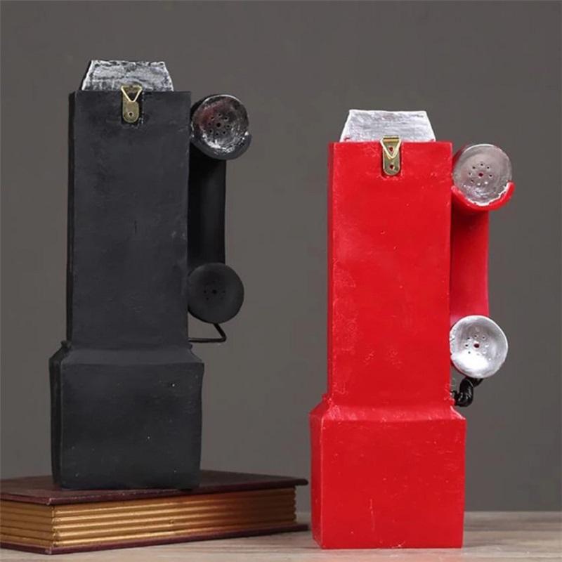 Creativity Vintage Telephone Model Wall Hanging Ornaments Retro Furniture Phone Miniature Crafts Gift for Bar Home Decoration