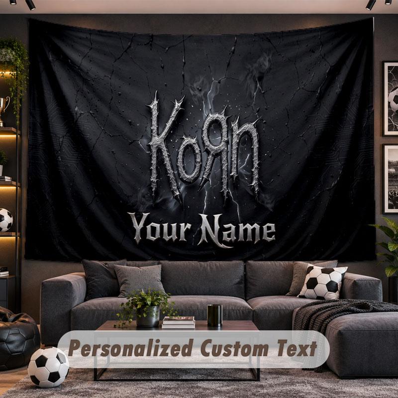 Wall Hanging Tapestry Custom NameKorn Pattern Personalized Printed Fabric Wall Decor