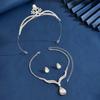 High-End Light Luxury Jewelry Set Three-Piece Set, Wedding Bride Exquisite Headgear, Earrings, Necklace, Crown Accessories