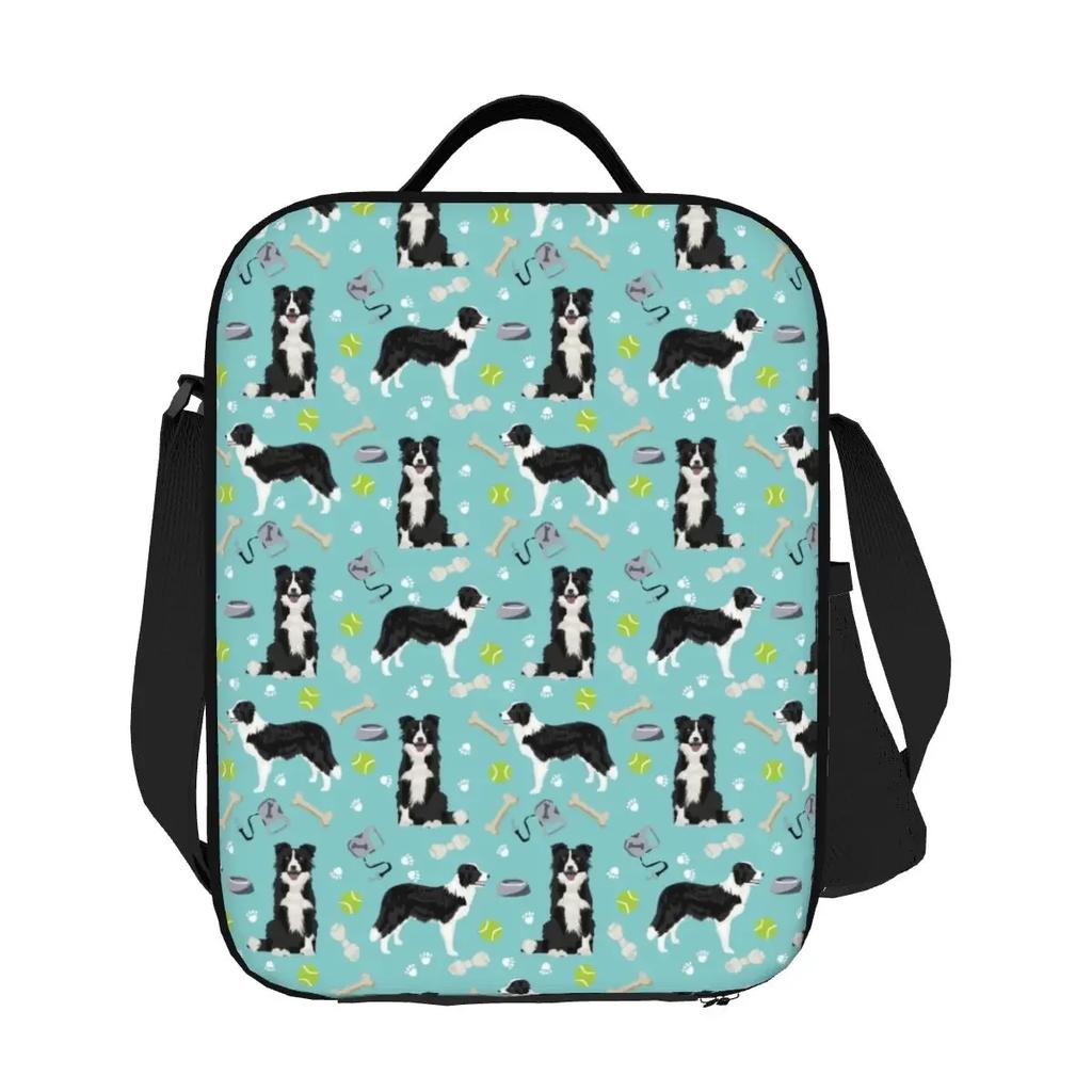 Custom Border Collie Tennis Ball Lunch Bag Women Cooler Thermal Insulated Lunch Boxes for Kids School