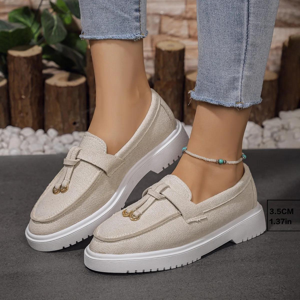 Fashion New Women s Loafers Low Heel Round Toe Women s Flat Shoes Large Size Thick Sole — фото 5