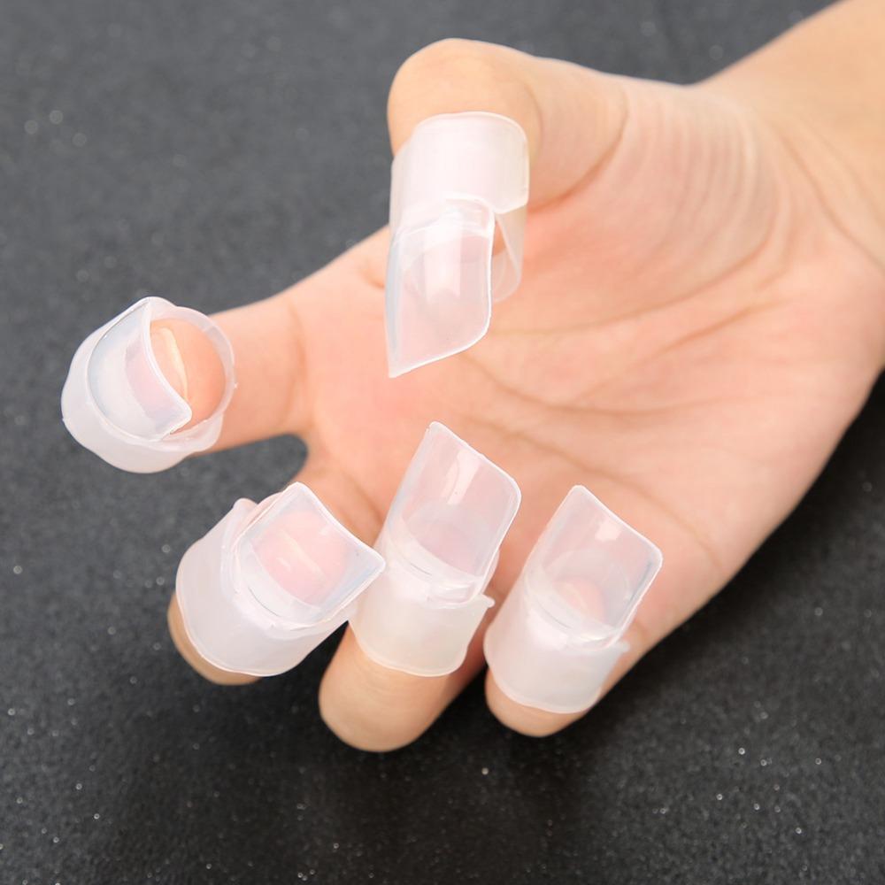 10 PEÇAS Capa à Prova de Poeira para Unha do Dedo Protetor Flexível de Manicure Protetor de Esmalte Uso em Salão
