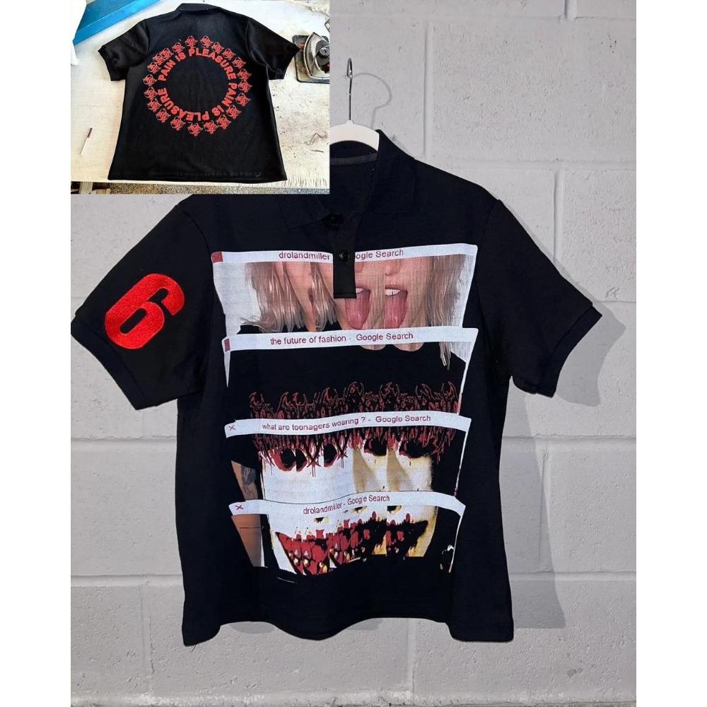 RogueWave Y2K Punk Goth Styl Móda Osobnost Jedinečný Design Polokošile Street Hip Hop Harajuku Pánské Krátký Rukáv Graffiti