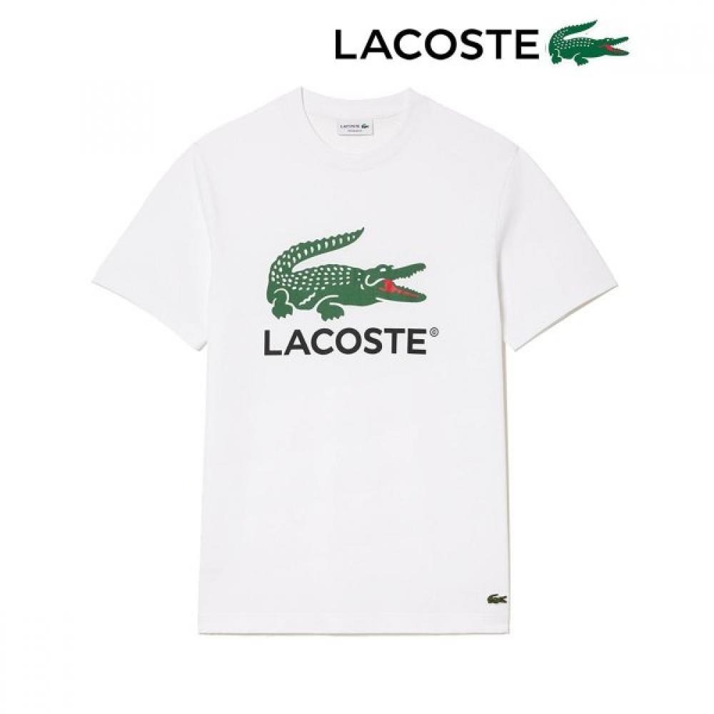 LacoSTe Men S CoTTon jerSey SignaTure PrinT ShorT Sleeve T ShirT whiTe T white/XL(6)