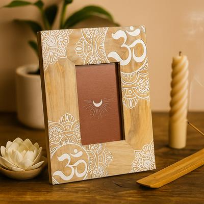 Fotorahmen aus Mangoholz 10x15cm Weißes Mandala