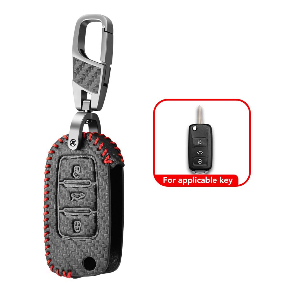 

Чехол для автомобильного ключа из искусственной кожи для Volkswagen VW Polo Golf Passat Tiguan Beetle Caddy T5 Up Eos Skoda Octavia Seat Leon Altea чёрный