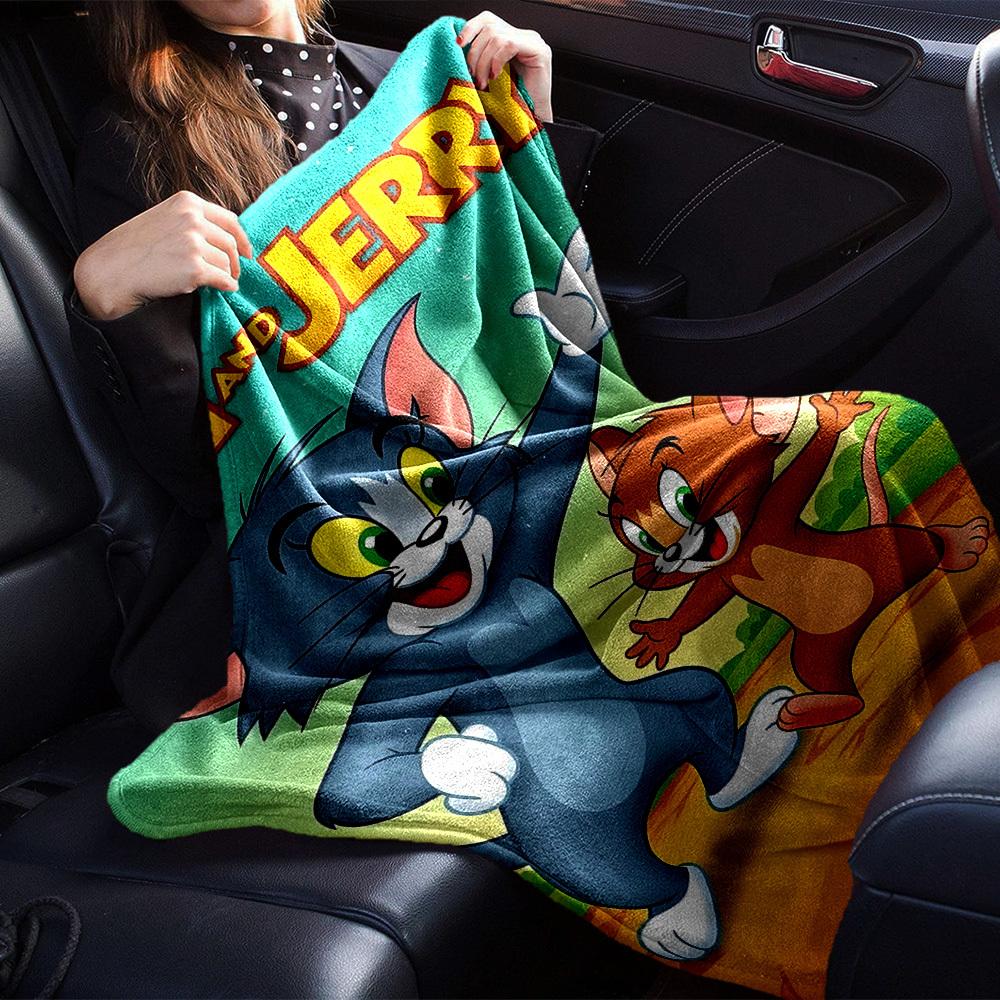 1pc Tom and Jerry Flannel Blanket Soft Warm Throw for Home, Office, Travel, All-Season Cozy Bedding Gift L1444