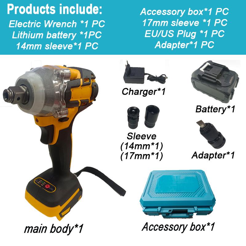 350N.m Cordless Electric Impact Wrench Brushless Torque Wrench Hand Drill Socket Auto Repair Tool Gift connector Accessory Box