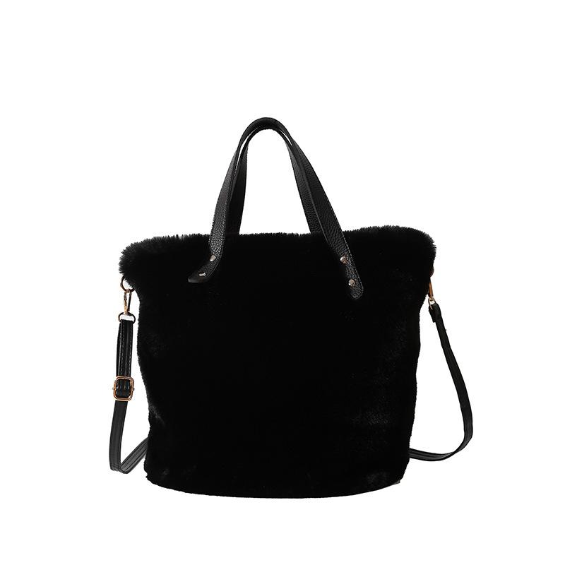 Bag Autumn and Winter New Simple Plush Large-capacity Women's Bucket Handbag Women's Shoulder Messenger Bag