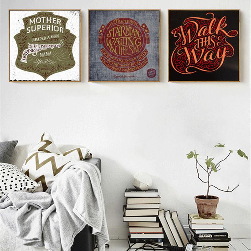Rock and Roll Pop Music Lyrics English Letter Canvas Painting Wall Poster Decorative Pictures for Home Bedroom Gifts