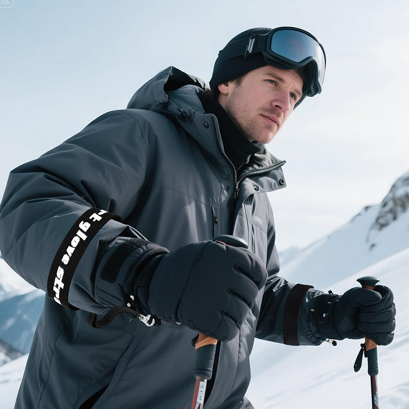 Nylon Wrist Straps Black 10 Inches 2 Pieces Elastic Gloves Accessories For Men Women Winter Sports Skiing Anti Loss Hanging Straps For Gloves Fixing