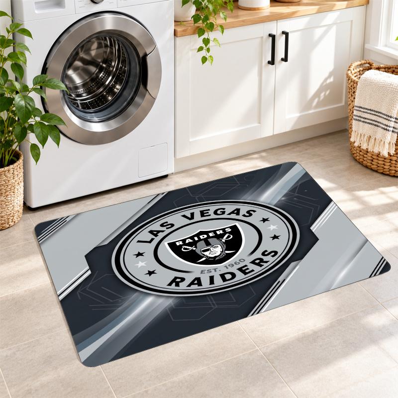 Flannel Kitchen Mat Las Vegas Raiders Soft Area Rug Non Slip Floor Carpet Home Decoration