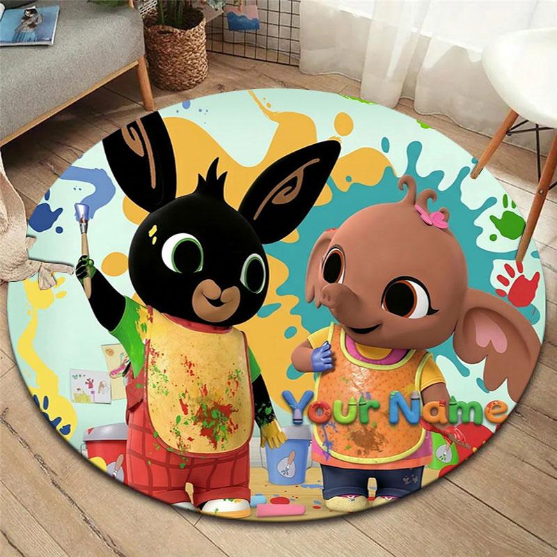 Bing Custom Name Round Area Rug,Carpet Rug for Living Room Bedroom Sofa Playroom Decor,Non-slip Floor Mat