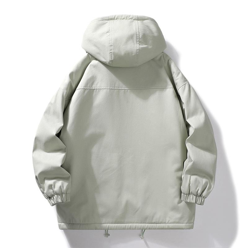2025 Men's Autumn/Winter Thickened Hooded Cotton Jacket with Plush Lining - Warm Outerwear
