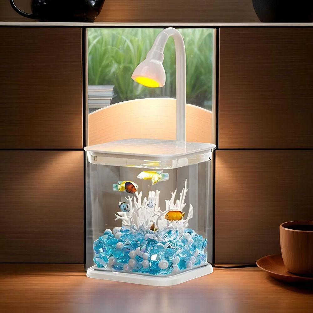 Creative Landscape Fish Tank INS Small Betta Fish Tank Practical Mini Desktop Fish Tank  Kids