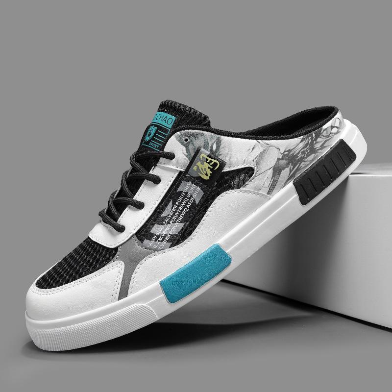 Men's Summer Breathable Mesh Low-Top Closed-Toe Backless Skate Shoes