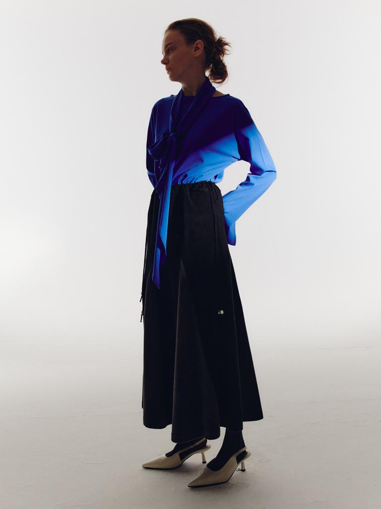 ECOMMAE Ribbon Scarf T-Shirt (Blue)