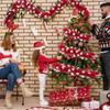 Soft Material Holiday Embellishment 78 Inch Red Christmas Tinsel Garland, Shiny Metallic Foil Twist Garland Tear Resistant Ribbon with Snowflake