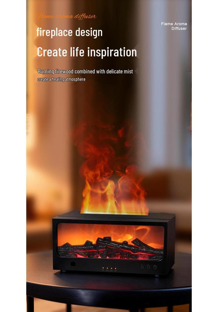 Colorful 3D Ultrasonic Essential Oil Fireplace Timer & Aromatherapy Remote Control Device.