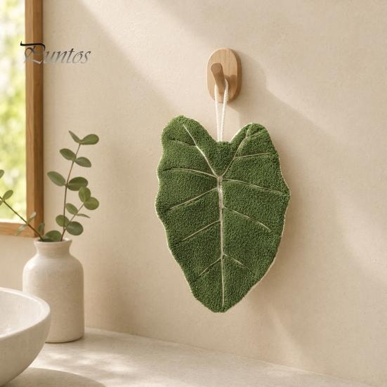 Bathroom Decor Hand Towel Leaf Shape Towel, Soft Absorbent with Hanging Loop, Decorative Shaped Cute Maple Ginkgo Design for Kitchen Drying Loop