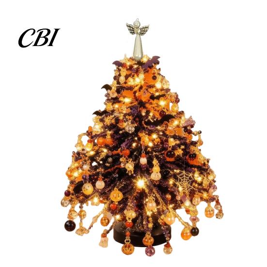 DIY Craft Supplies Handmade Beaded Mini Tabletop Christmas Tree Kit, Crystal Bead Xmas Set Set, Desktop Ornament for Shelf Mantel Decor, Holiday