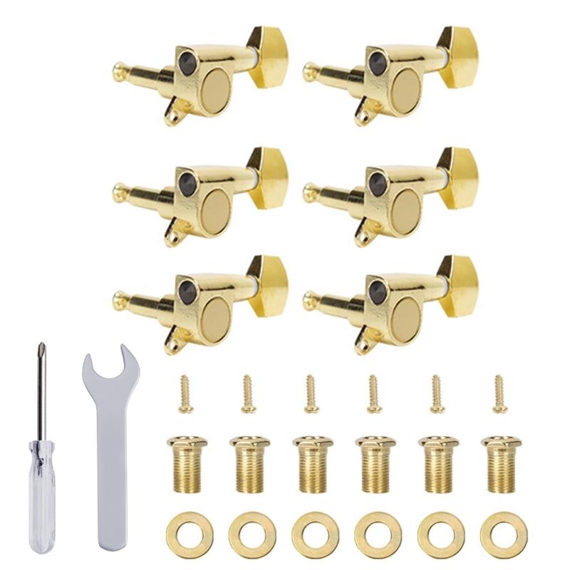 6Pcs 6 Inline Sealed Guitar Tunings Pegs Machine Head String Tuners Tunings Key Replacement Acoustics Guitar Tuner