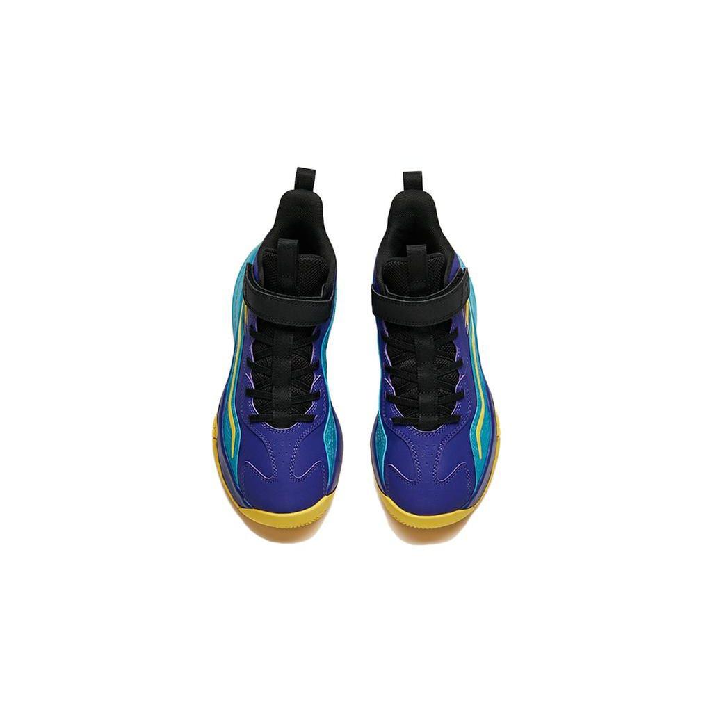 Anta Kids Non-Slip Wear-Resistant Mid-Top Basketball Shoes Kids sneaker Blue Yellow Purple A312211101-3