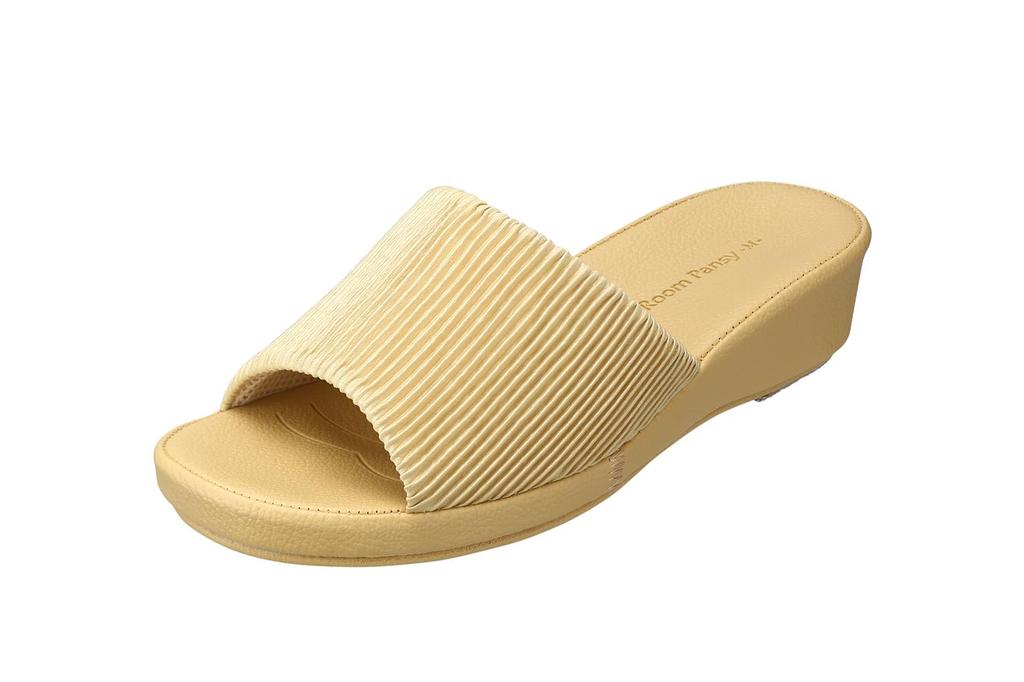 Pansy 9538 Satin Indoor Size Yellow Women's Water-Repellent Slippers, M,