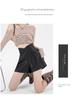 2024 Autumn/Winter Women's High Waist V-Shape PU Leather A-Line Shorts - Korean Style Casual Slimming Wide-Leg Booty Shorts
