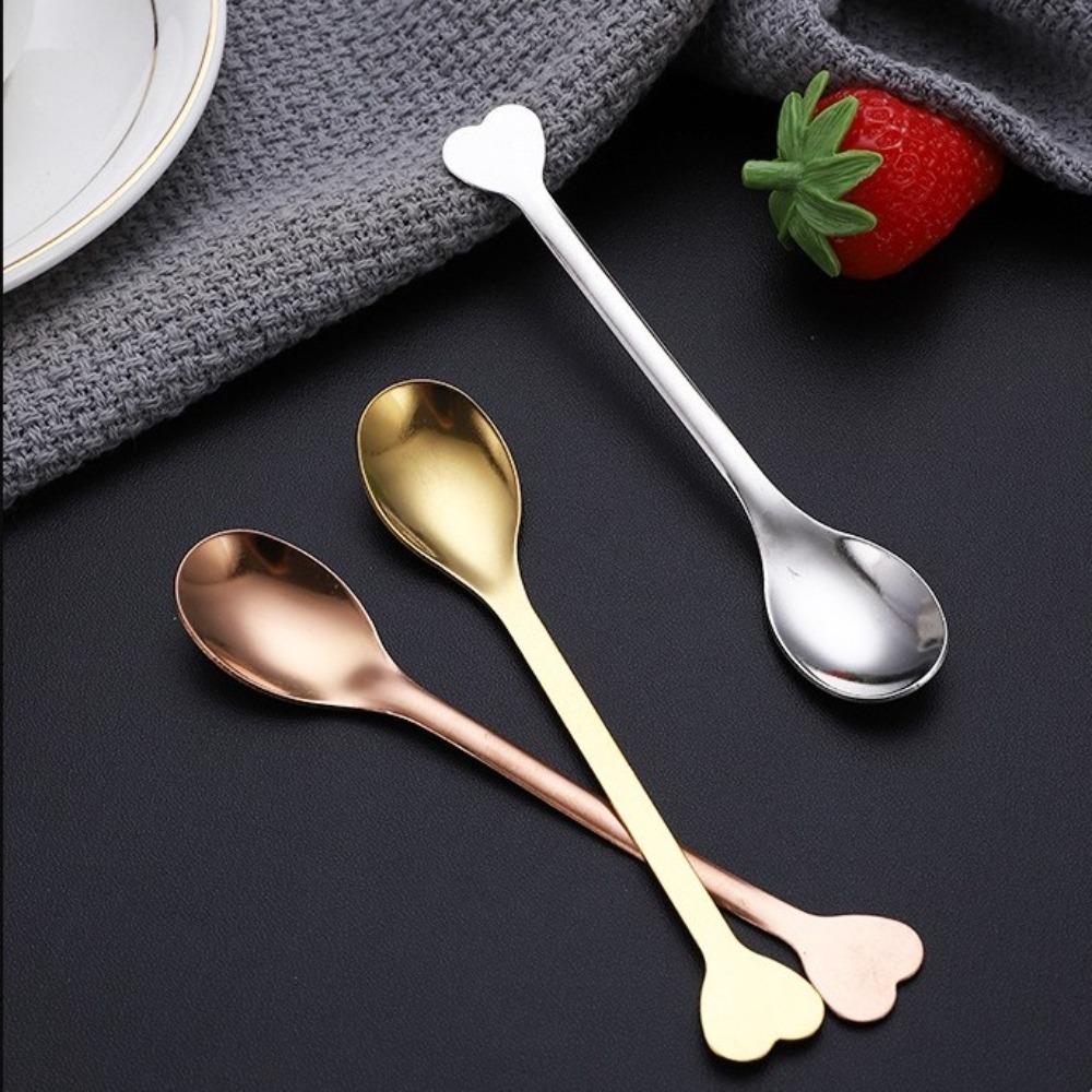 6PCS Love Handle Mini Tea Spoon Household Coffee Spoon New Dessert Spoon  Bar Accessories