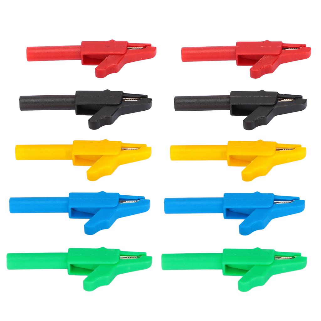 10pcs Heavy Duty Electrical Test Clamp Insulated Safety Clip with 4mm Banana Jack Socket for Car