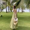Reisekleidung Urlaub am Meer Großes rückenfreies Halskleid Neues Sommer-Sexy-Strandkleid für Frauen Elegantes, lässiges langes Kleid