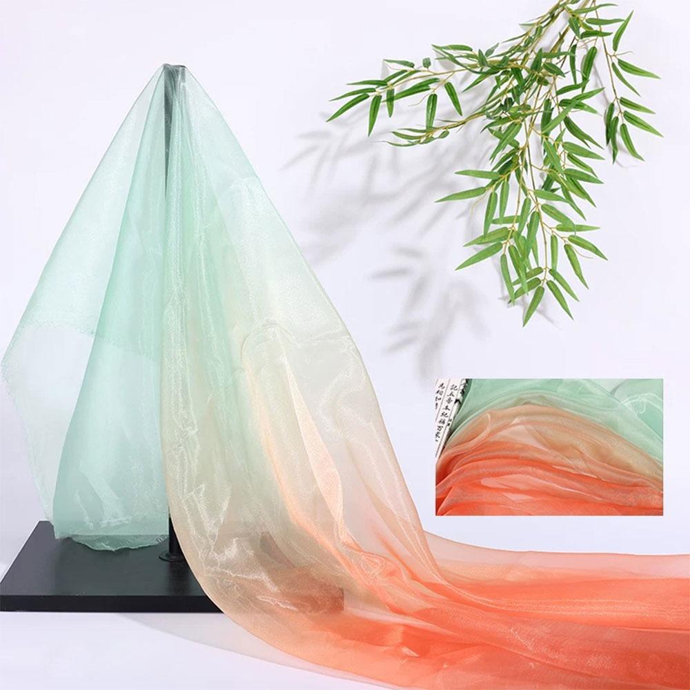 1 Yard/Width 140cm Organza Fabric Colorful Gradient Transparent Texture Voile Gauze Transition Color Mesh Fabric Designer Fabric