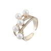 Premium Winding Micro-inlaid Zircon Imitation Pearl Opening Ring Fashionable Light Luxury Adjustable Ring New Index Finger Ring