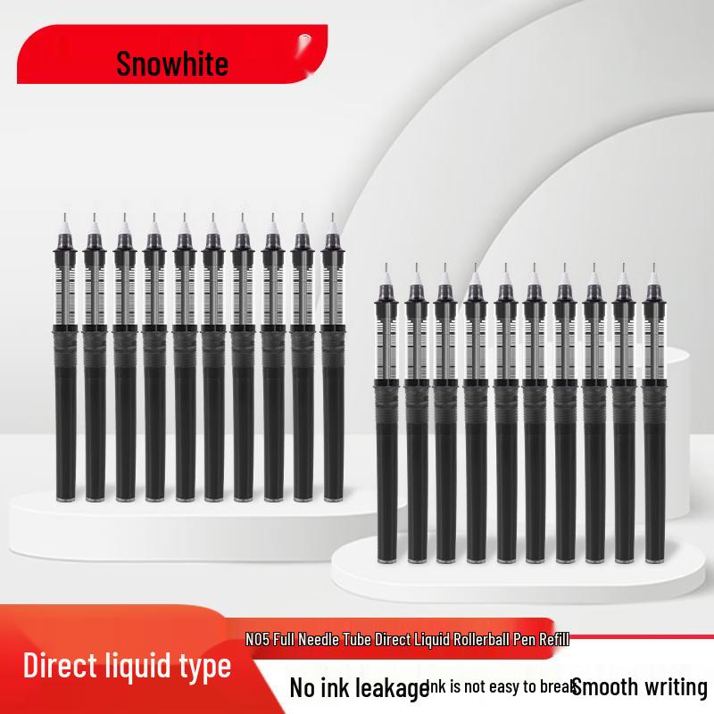 Snowhite 0.5mm Black Liquid Ink Rollerball Pen Refills (20-Pack)