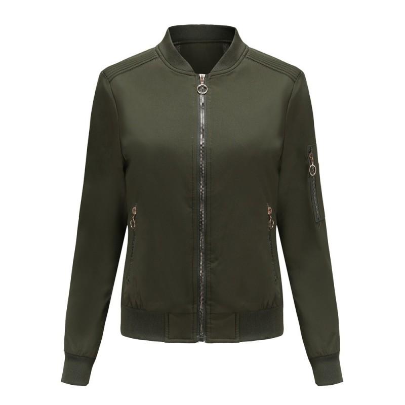 Womens Casual Lightweight Padded Jacket Winter Stand Collar Zip Front Solid Color Streetwear