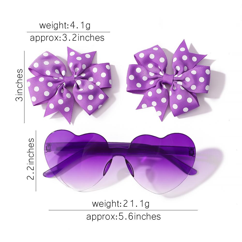 3Pcs/lot headwear sunglasses set lovely polka dot hair clips for girls hair bangs side clip casual travel peaches sunglasses