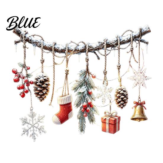 Removable PVC Window Film Christmas Branch and Pendants Clings Waterproof Static Glass Stickers Winter Pinecone Decals Bell Snowflake Stocking