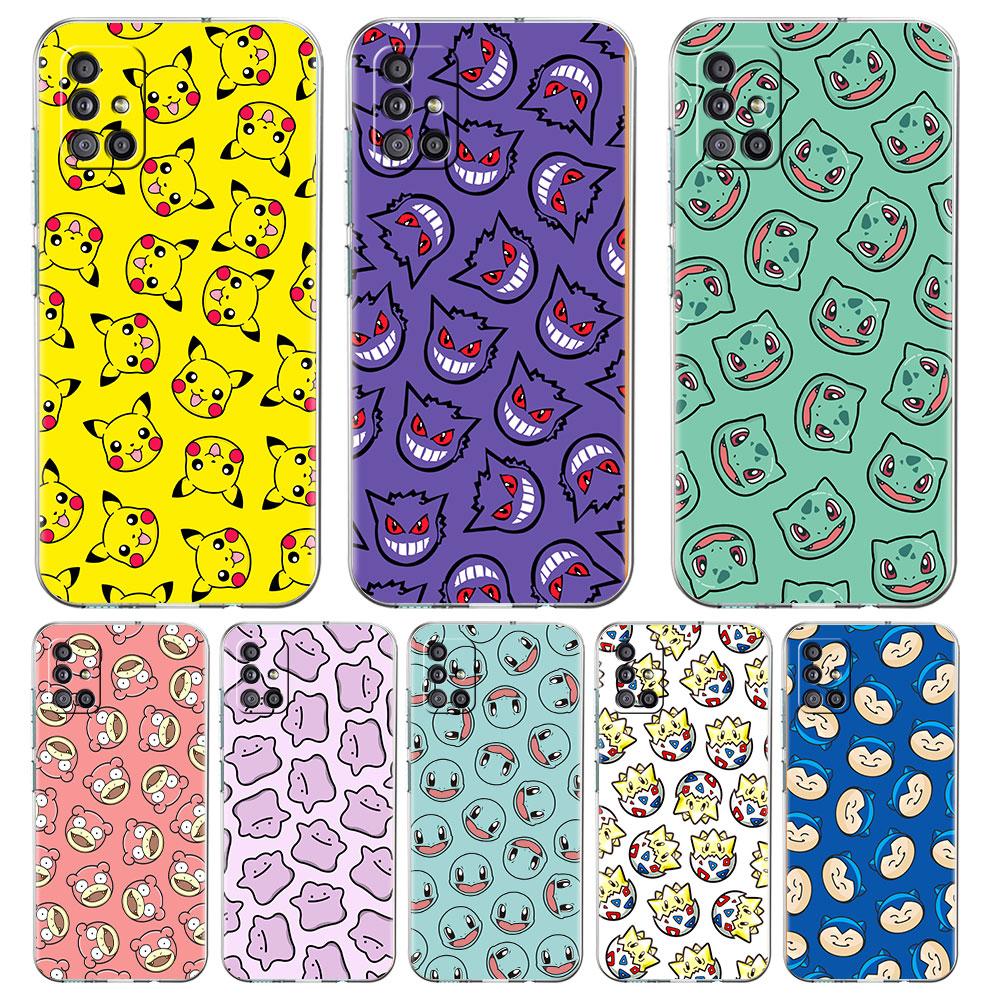 

Clear Case For Samsung Galaxy A52 A12 A32 A51 A50 A70 A21s A71 A13 A53 A22 A31 A72 A03 A02s Cover Pokemon Pikachu Cartoon