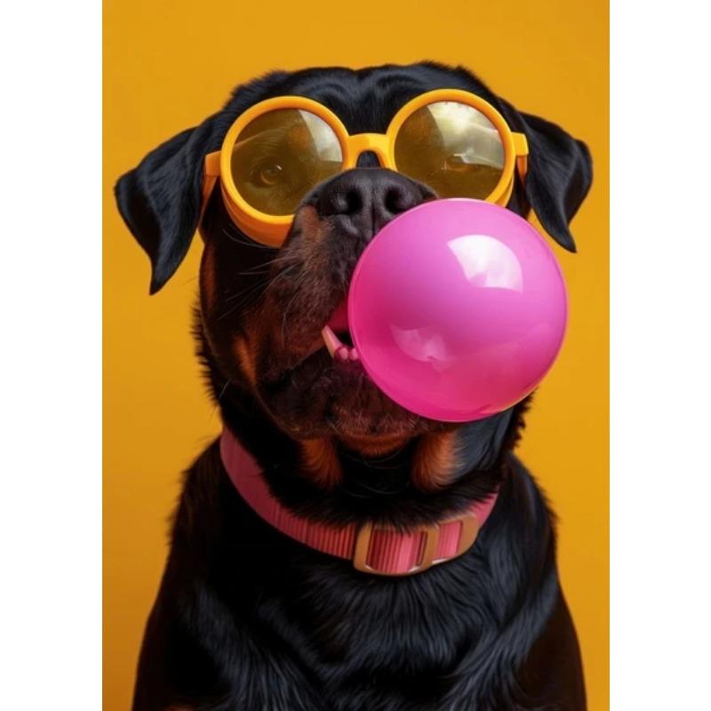 Zvířata Vtipné Tisky Pes Barevné Žvýkačkové Sluneční Brýle Plakát Samojed Francouzský Buldoček Malba na Plátno Nástěnné Umění Obrázek Domácí Dekorace