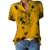 Women's Fashion Printed V-neck Short Sleeve Blouse, 10 Colors 8 Sizes Available Casual Summer Top