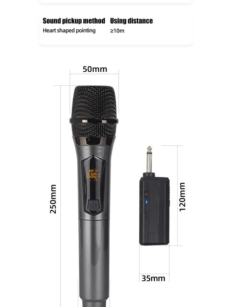 Rechargeable Wireless Microphone with Battery Display for Home KTV and Stage Live Streaming, Model One-to-Two Handheld.
