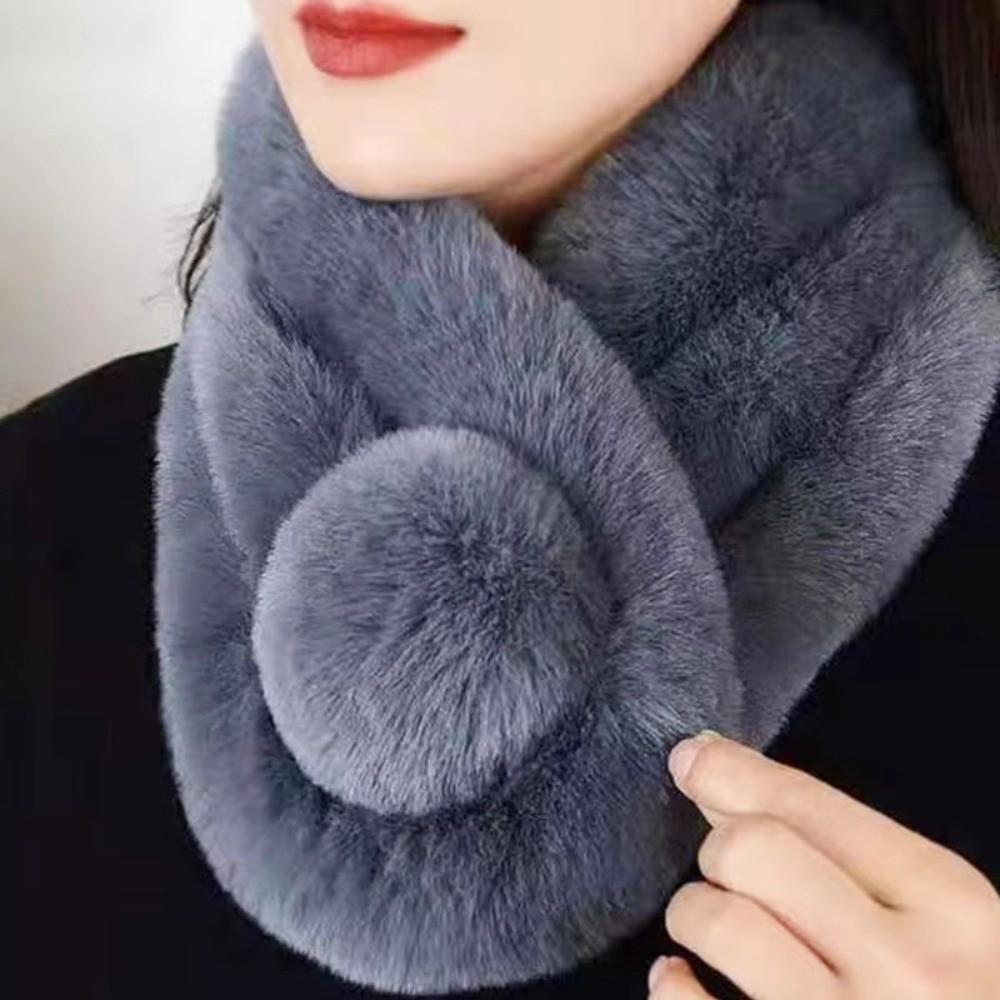 Faux Rabbit Fur Plush Neck Scarf Solid Color Neckerchief Wrap New Neck Warmer  Winter