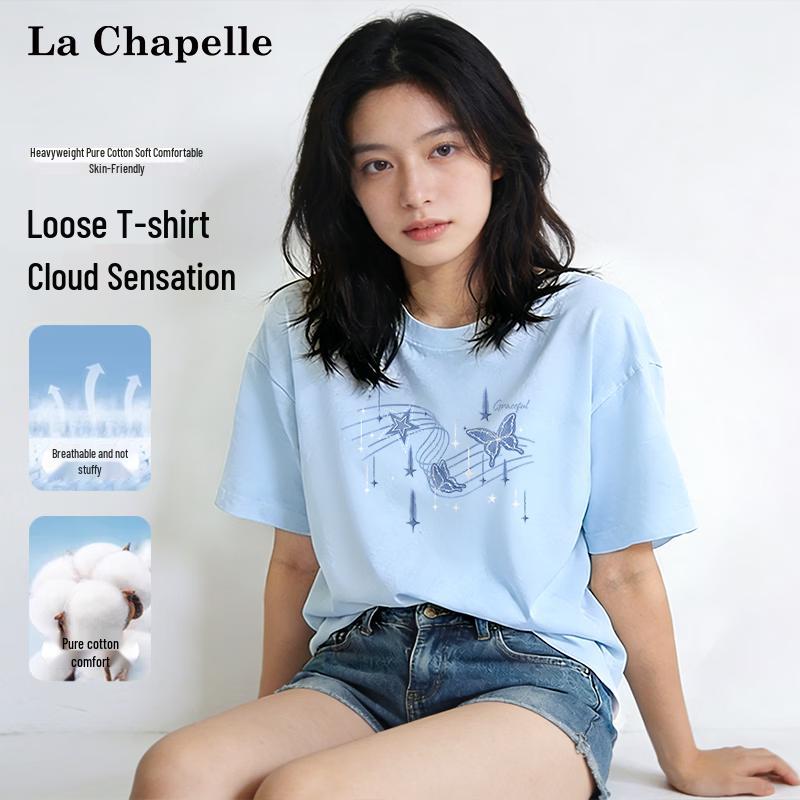 

La Chapelle Women s Korean Style Butterfly Print T-Shirt L