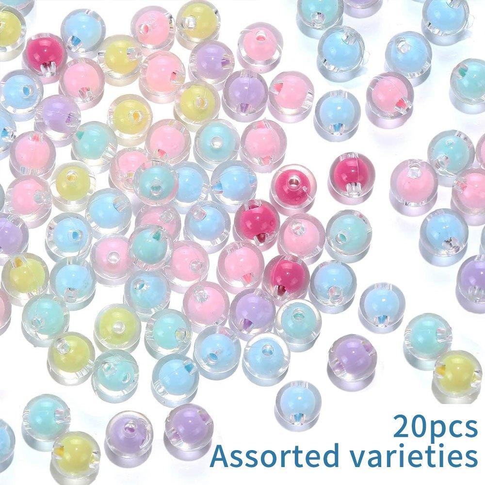 20/40Pcs Acrylic Beads Shiny Candy Color Beads Round Shape Loose Beads for Jewelry Making Bracelets Necklaces Earring DIY Crafts
