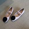 2026 New Spring Genuine Leather French Retro Flower Mary Jane Shoes Super Cute Flat Black Women's Shoes
