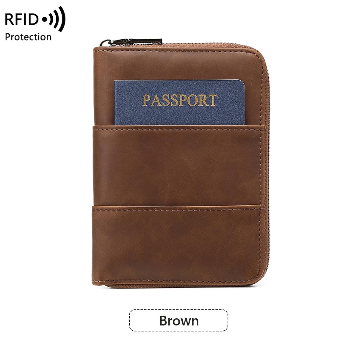 

Новая противокражная кисть, зажим для паспорта, ретро кожа mad horse , сумка для хранения документов, многофункциональная дорожная сумка для паспорта. коричневый