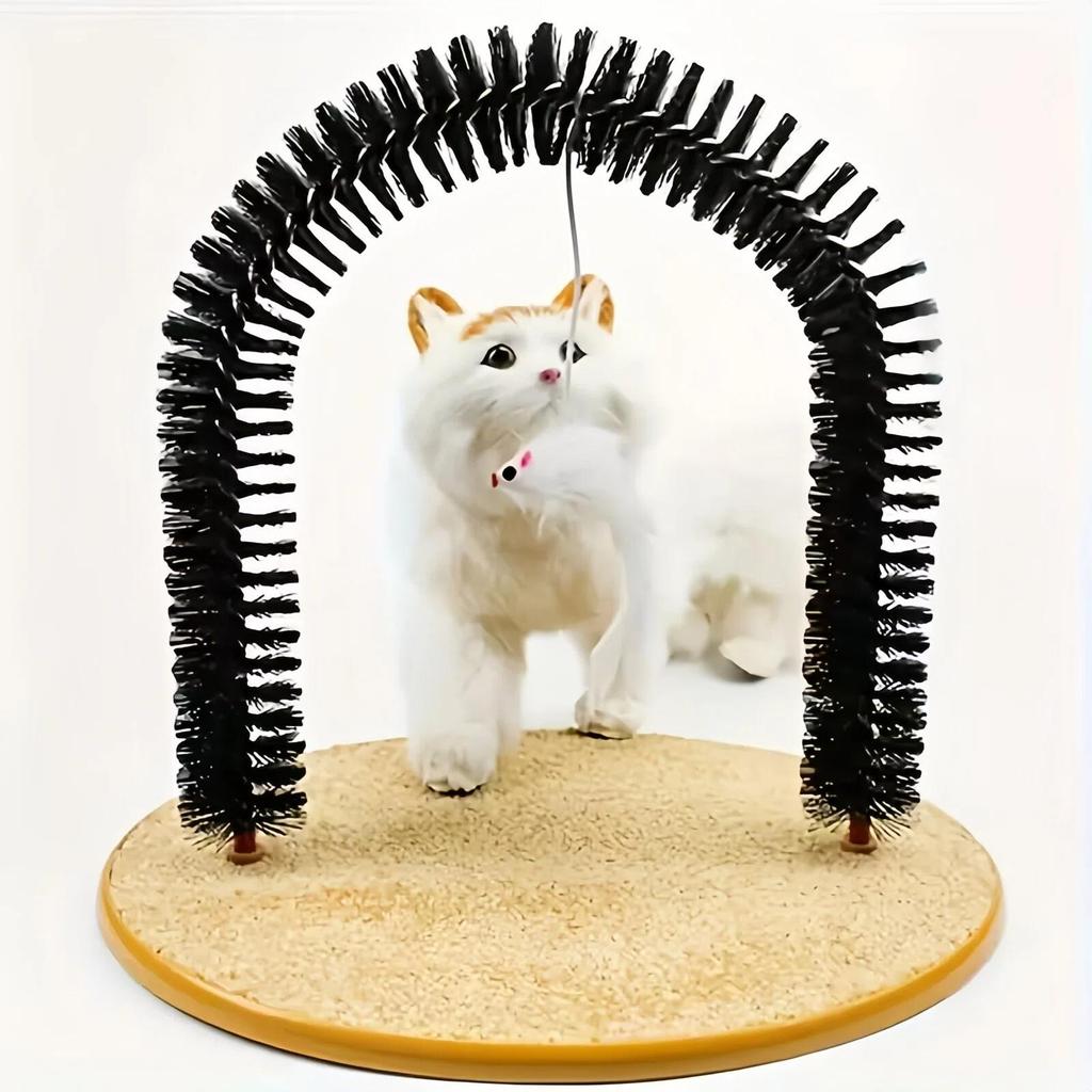 Cat Arch Self Groomer with Scratch Pad and Toy