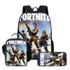 Fortnite Cartoon 3pcs Backpack Set for Boys Girls Unisex Including School Bag Lunch Bag Pencil Case Suitable for Ages 5-8